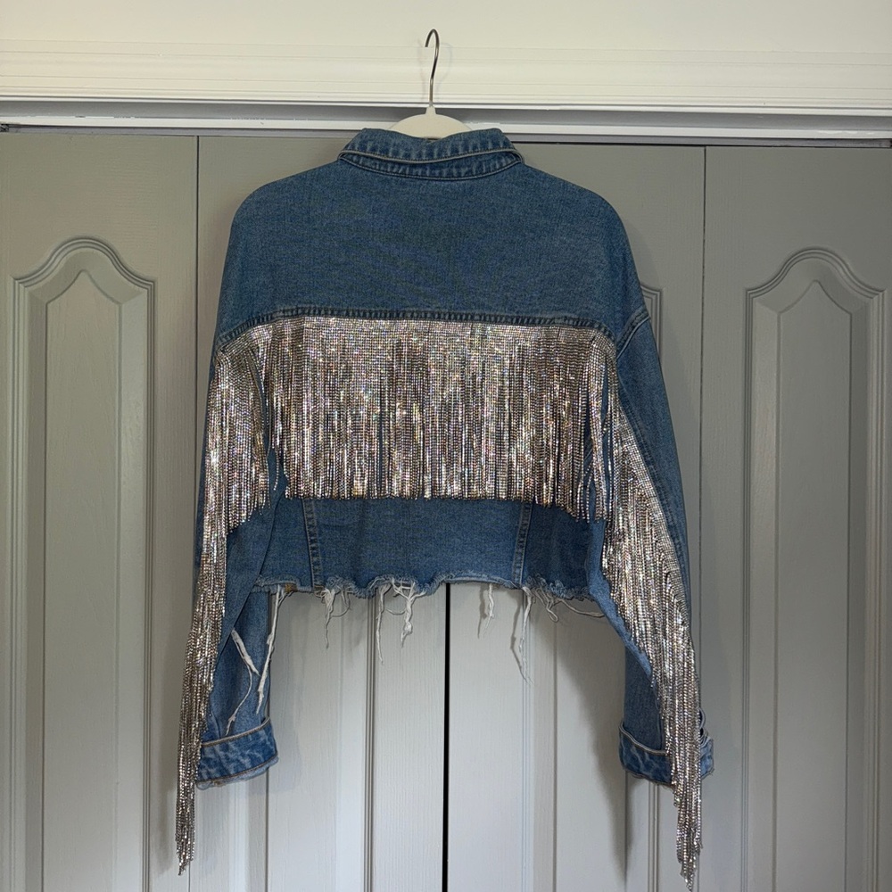 Denim Jacket with Silver Fringe